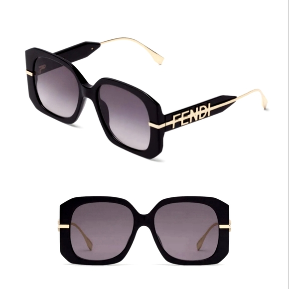 New FENDI FE40065I Fendigraphy Sunglasses Black / Gold - Picture 2 of 5